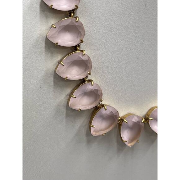 J. Crew Frosted Matte Satin Light Pink Teardrop‎ Rhinestone Full Necklace - Picture 4 of 16